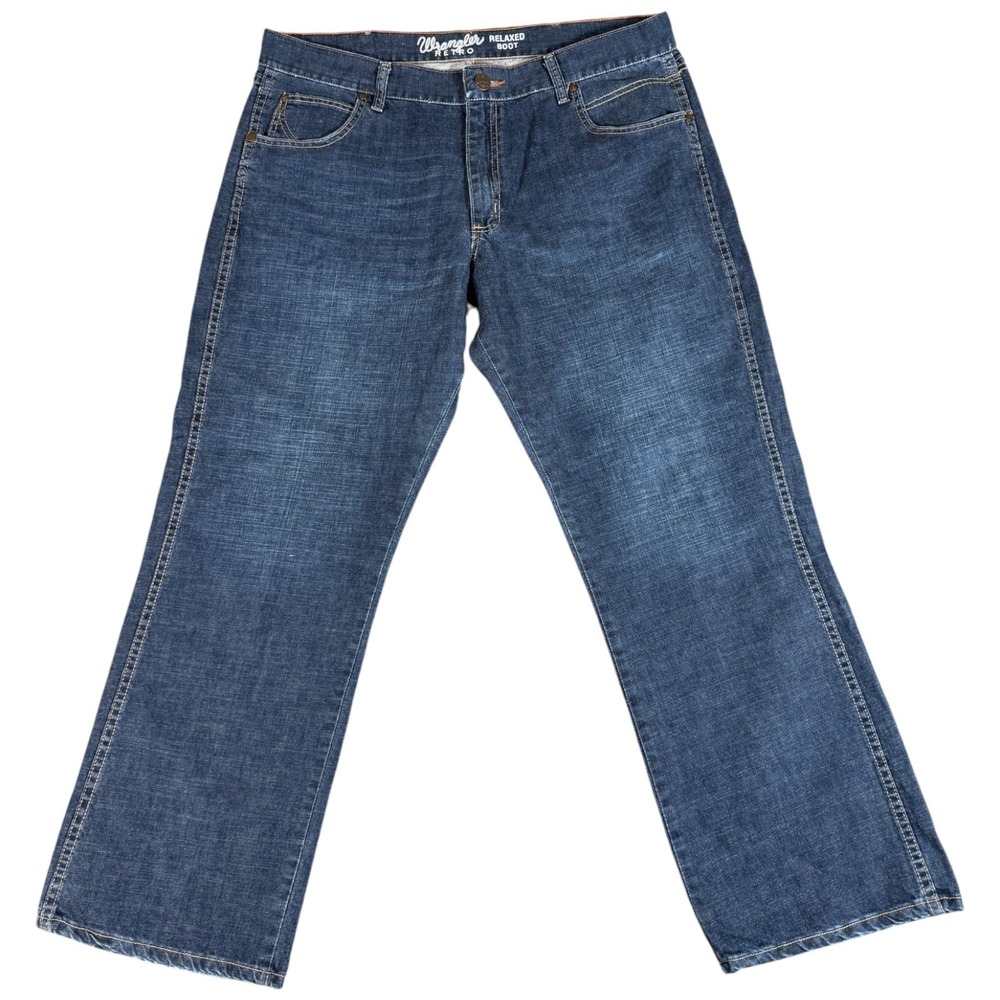 Wrangler Retro Relaxed Fit Bootcut Jean Mens 38x30 (37x31) Blue Western Cowboy